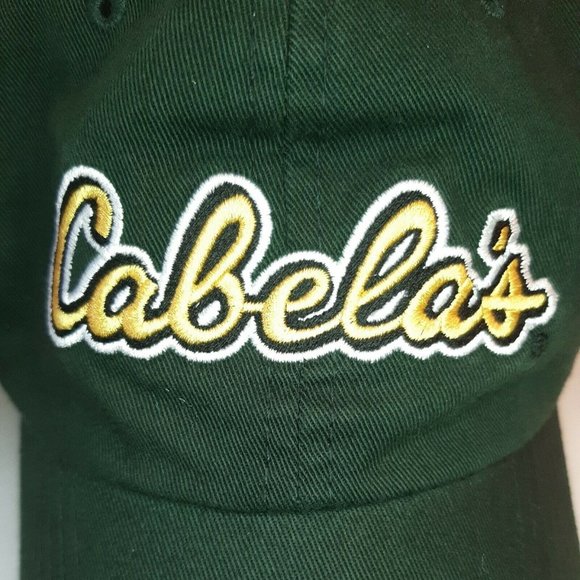 Cabela's Dark Green Yellow Baseball Cap Hat Embroidered Adjustable - Picture 3 of 9